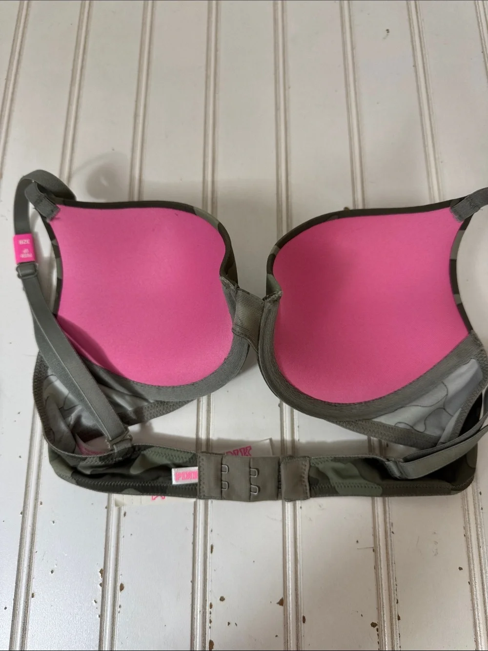 PINK Victoria's Secret Wear Everywhere Push-Up Bra 32B Green Camo‎ Earthy